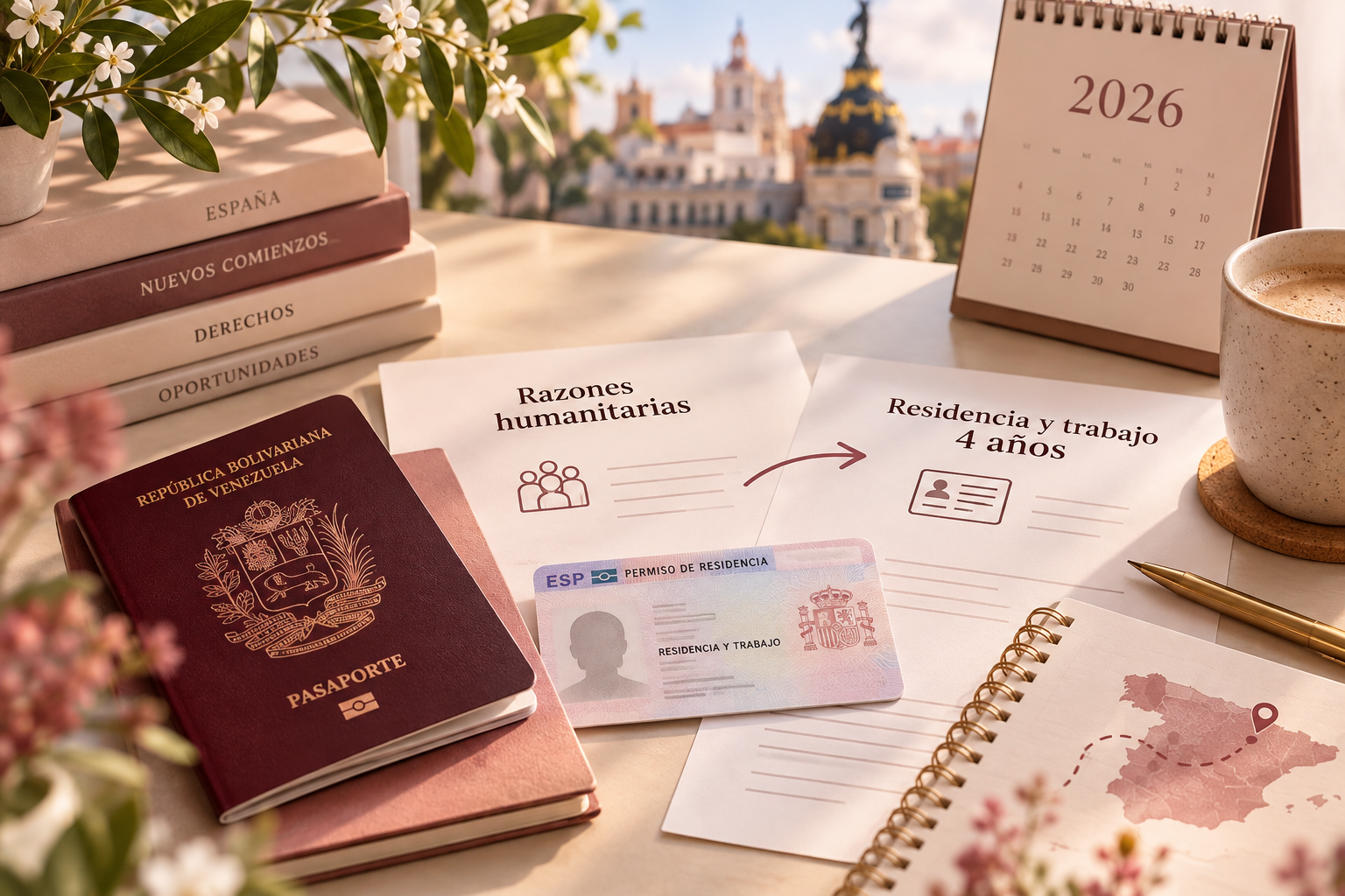 Persona venezolana revisando su residencia por razones humanitarias y la nueva autorización de residencia y trabajo en España